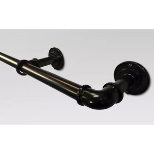 Threshold Rubbed Bronze French Pipe Expandable Curtain Rod 120" to 170" Lengths